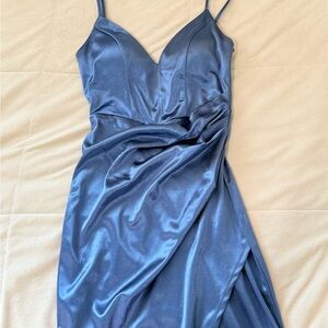 Emerald Sundae Light Blue Satin Gown